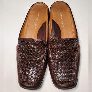Antonio Melani Brown Leather Mules